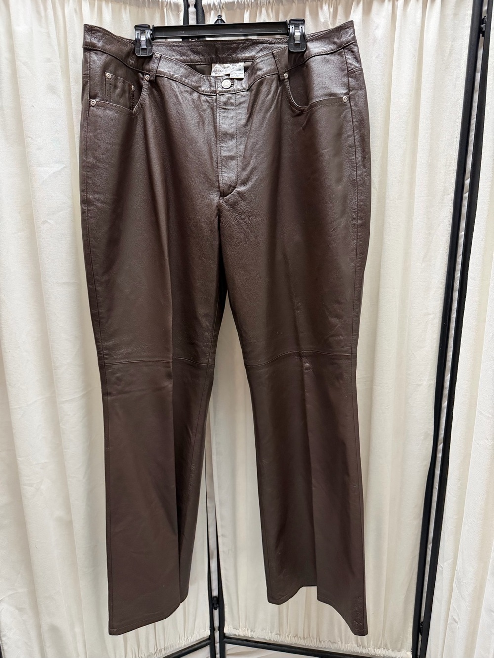 Jeanology Collection Newport News 100% Genuine Leather Brown Bootcut Pants